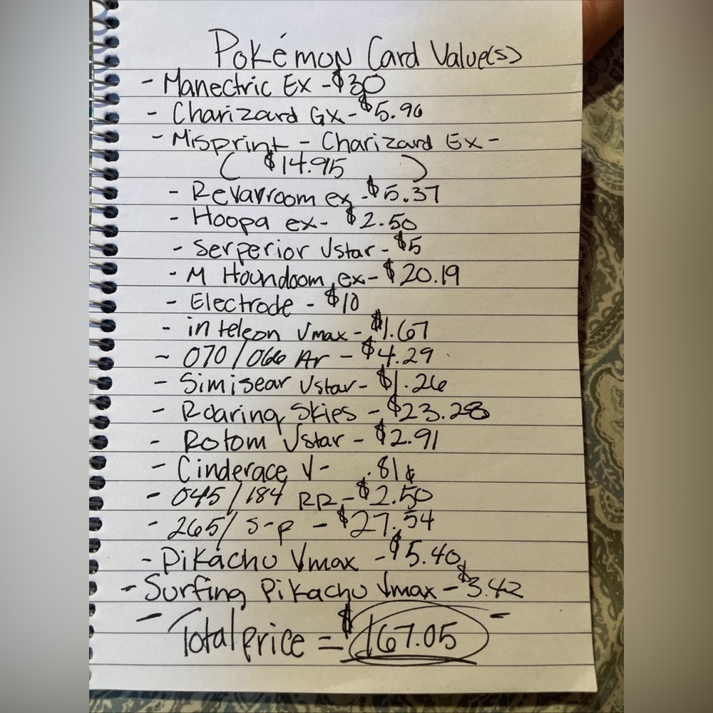 Pokemon Card Value List in Black Ink